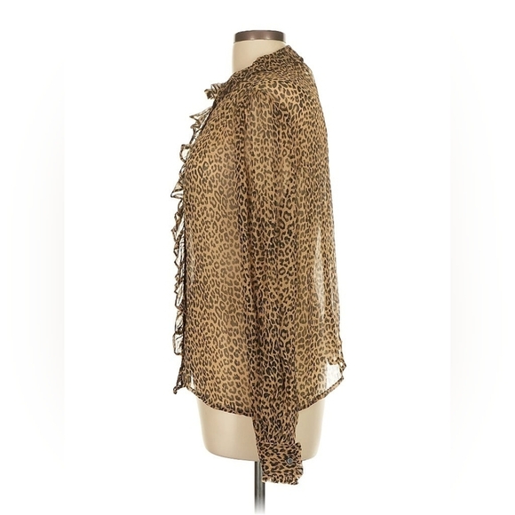 J.Crew Ruffle Button-Up Shirt in Leopard-Print Crinkle Chiffon – Size 10 – NWT - Picture 8 of 9